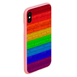 Чехол iPhone XS Max матовый Разноцветные доски радужный, цвет: 3D-баблгам — фото 2