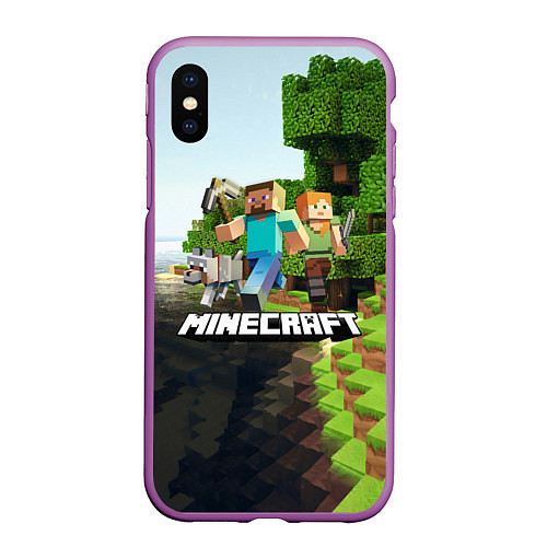 Чехол iPhone XS Max матовый Minecraft / 3D-Фиолетовый – фото 1