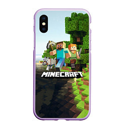 Чехол iPhone XS Max матовый Minecraft, цвет: 3D-сиреневый