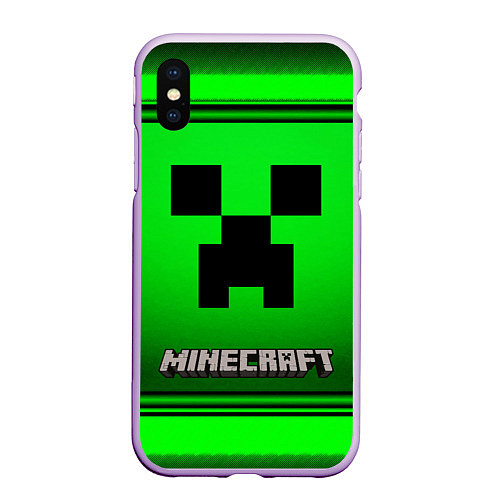 Чехол iPhone XS Max матовый Minecraft / 3D-Сиреневый – фото 1