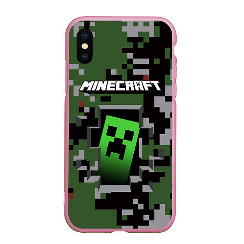 Чехол iPhone XS Max матовый Minecraft / 3D-Розовый – фото 1