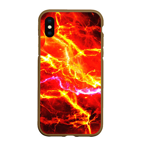 Чехол iPhone XS Max матовый УДАРЫ МОЛНИИ / 3D-Коричневый – фото 1