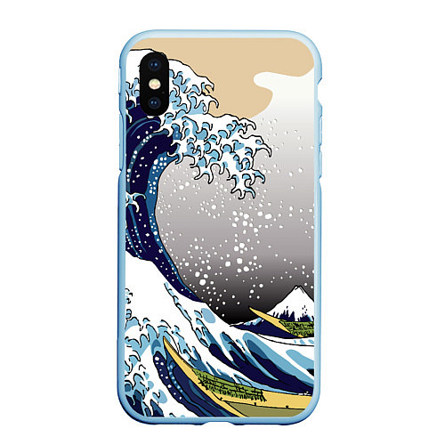 Чехол iPhone XS Max матовый The great wave off kanagawa / 3D-Голубой – фото 1