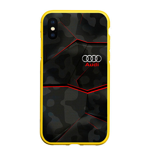 Чехол iPhone XS Max матовый AUDI / 3D-Желтый – фото 1