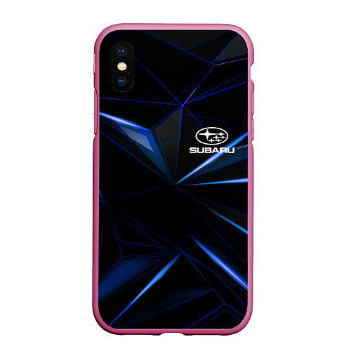 Чехол iPhone XS Max матовый SUBARU / 3D-Малиновый – фото 1