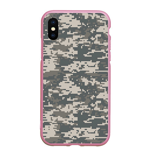 Чехол iPhone XS Max матовый Цифровой камуфляж / 3D-Розовый – фото 1