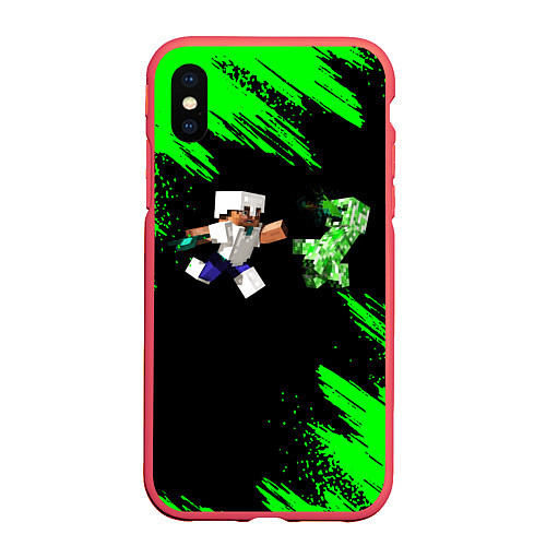 Чехол iPhone XS Max матовый MINECRAFT / 3D-Красный – фото 1