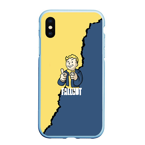 Чехол iPhone XS Max матовый Fallout logo boy / 3D-Голубой – фото 1