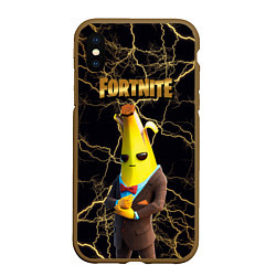 Чехол iPhone XS Max матовый Peely Fortnite, цвет: 3D-коричневый