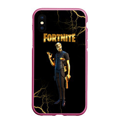 Чехол iPhone XS Max матовый Gold Midas Fortnite 2, цвет: 3D-малиновый
