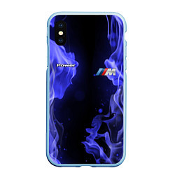 Чехол iPhone XS Max матовый BMW FIRE, цвет: 3D-голубой
