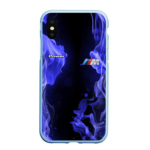 Чехол iPhone XS Max матовый BMW FIRE / 3D-Голубой – фото 1