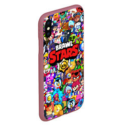 Чехол iPhone XS Max матовый BRAWL STARS ВСЕ ПЕРСОНАЖИ, цвет: 3D-малиновый — фото 2