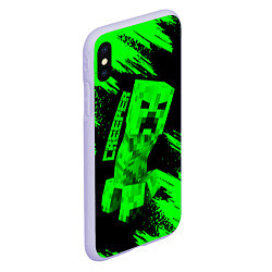 Чехол iPhone XS Max матовый MINECRAFT CREEPER, цвет: 3D-светло-сиреневый — фото 2