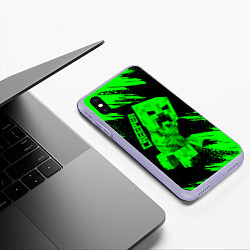 Чехол iPhone XS Max матовый MINECRAFT CREEPER, цвет: 3D-светло-сиреневый — фото 2