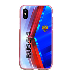 Чехол iPhone XS Max матовый RUSSIA SPORT, цвет: 3D-розовый