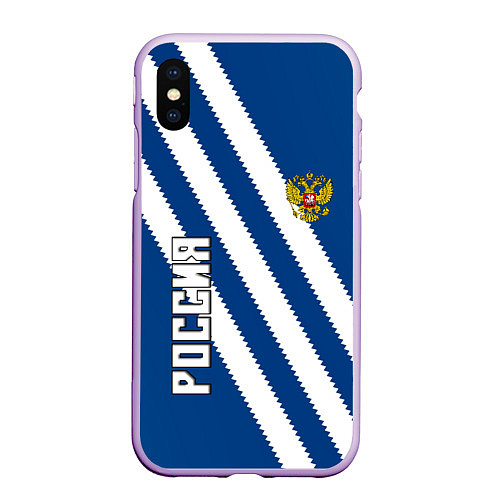 Чехол iPhone XS Max матовый RUSSIA SPORT / 3D-Сиреневый – фото 1