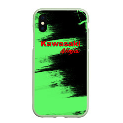 Чехол iPhone XS Max матовый Kawasaki, цвет: 3D-салатовый