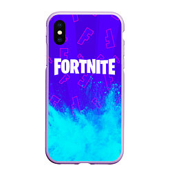 Чехол iPhone XS Max матовый FORTNITE ФОРТНАЙТ, цвет: 3D-сиреневый