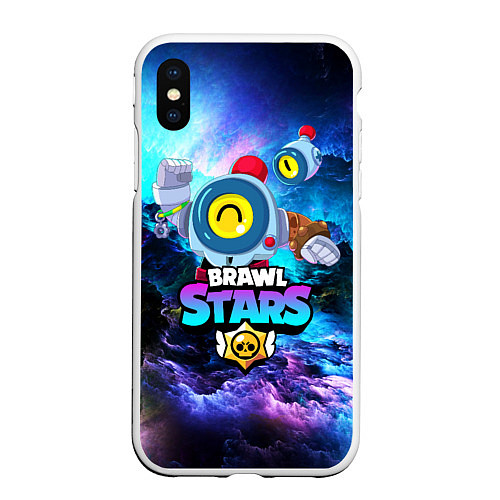 Чехол iPhone XS Max матовый BRAWL STARS NANI SPACE NEON / 3D-Белый – фото 1