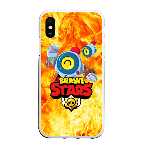 Чехол iPhone XS Max матовый BRAWL STARS НАНИ ОГОНЬ / 3D-Белый – фото 1