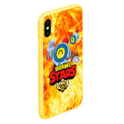 Чехол iPhone XS Max матовый BRAWL STARS НАНИ ОГОНЬ, цвет: 3D-желтый — фото 2