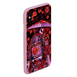 Чехол iPhone XS Max матовый Самурай в розах, цвет: 3D-розовый — фото 2