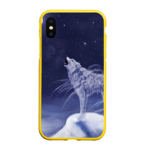 Чехол iPhone XS Max матовый WOLF WHITE D / 3D-Желтый – фото 1