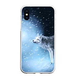 Чехол iPhone XS Max матовый ВОЛК ЗИМА D, цвет: 3D-белый