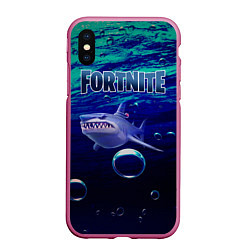 Чехол iPhone XS Max матовый Loot Shark Fortnite, цвет: 3D-малиновый