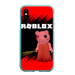 Чехол iPhone XS Max матовый Roblox Piggy, цвет: 3D-мятный