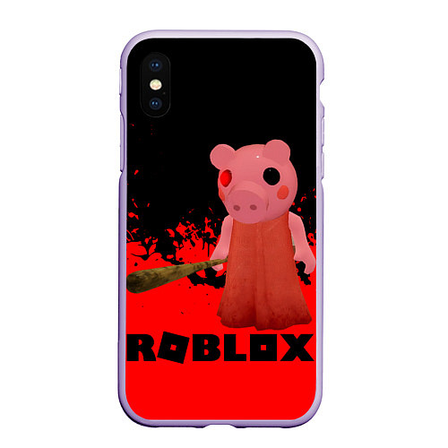 Чехол iPhone XS Max матовый Roblox Piggy / 3D-Светло-сиреневый – фото 1