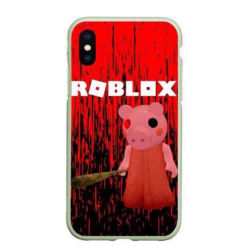 Чехол iPhone XS Max матовый Roblox Piggy / 3D-Салатовый – фото 1