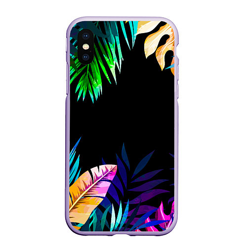 Чехол iPhone XS Max матовый Тропическая Ночь / 3D-Светло-сиреневый – фото 1