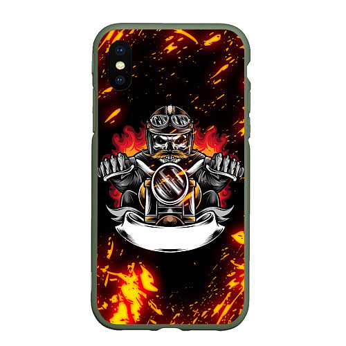 Чехол iPhone XS Max матовый Fire Biker Z / 3D-Темно-зеленый – фото 1