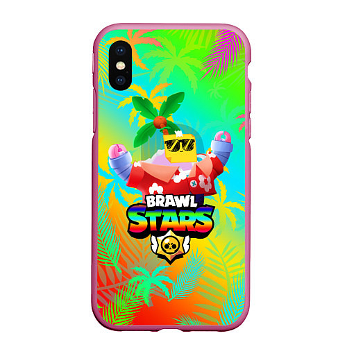 Чехол iPhone XS Max матовый BRAWL STARS SPROUT СПРАУТ / 3D-Малиновый – фото 1