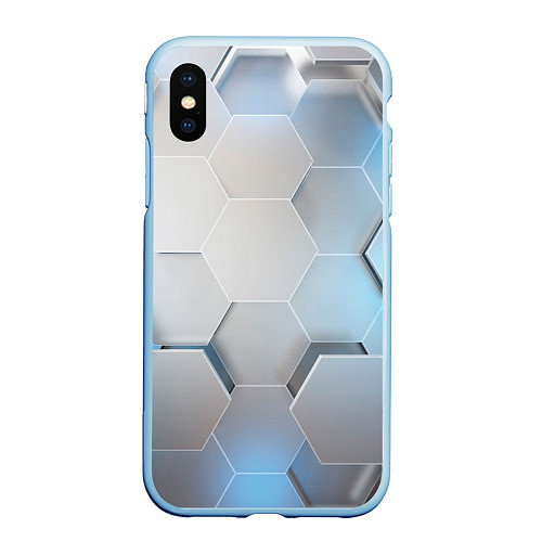 Чехол iPhone XS Max матовый 3D соты / 3D-Голубой – фото 1
