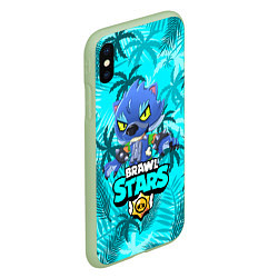 Чехол iPhone XS Max матовый BRAWL STARS LEON WEREWOLF, цвет: 3D-салатовый — фото 2