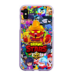 Чехол iPhone XS Max матовый BRAWL STARS EVIL GENE ДЖИН, цвет: 3D-светло-сиреневый