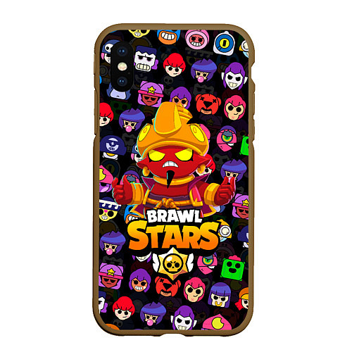 Чехол iPhone XS Max матовый BRAWL STARS EVIL GENE ДЖИН / 3D-Коричневый – фото 1