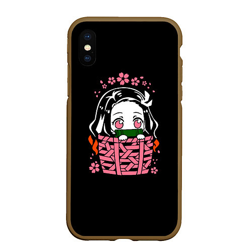 Чехол iPhone XS Max матовый KIMETSU NO YAIBA NEZUKO / 3D-Коричневый – фото 1