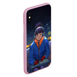 Чехол iPhone XS Max матовый Зима, цвет: 3D-розовый — фото 2