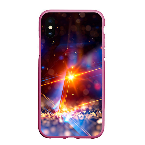 Чехол iPhone XS Max матовый Geometry light / 3D-Малиновый – фото 1