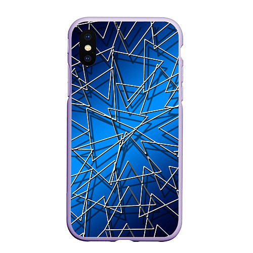Чехол iPhone XS Max матовый Треугольники / 3D-Светло-сиреневый – фото 1