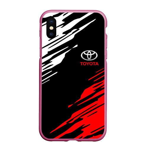 Чехол iPhone XS Max матовый TOYOTA / 3D-Малиновый – фото 1