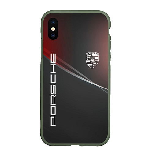 Чехол iPhone XS Max матовый PORSCHE / 3D-Темно-зеленый – фото 1