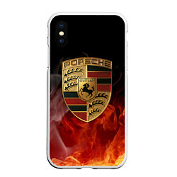 Чехол iPhone XS Max матовый PORSCHE ПОРШЕ, цвет: 3D-белый