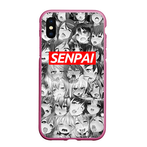 Чехол iPhone XS Max матовый SENPAI СЕНПАЙ / 3D-Малиновый – фото 1