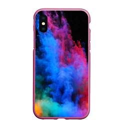 Чехол iPhone XS Max матовый КРАСКИ, цвет: 3D-малиновый