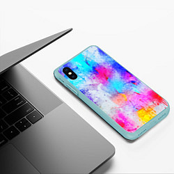 Чехол iPhone XS Max матовый НЕОНОВЫЕ ПОТЕРТОСТИ, цвет: 3D-мятный — фото 2